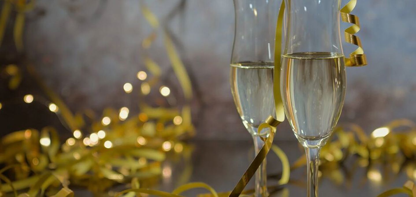 Christmas Party Gold Glass NW Header Banner With Weather 1268X580